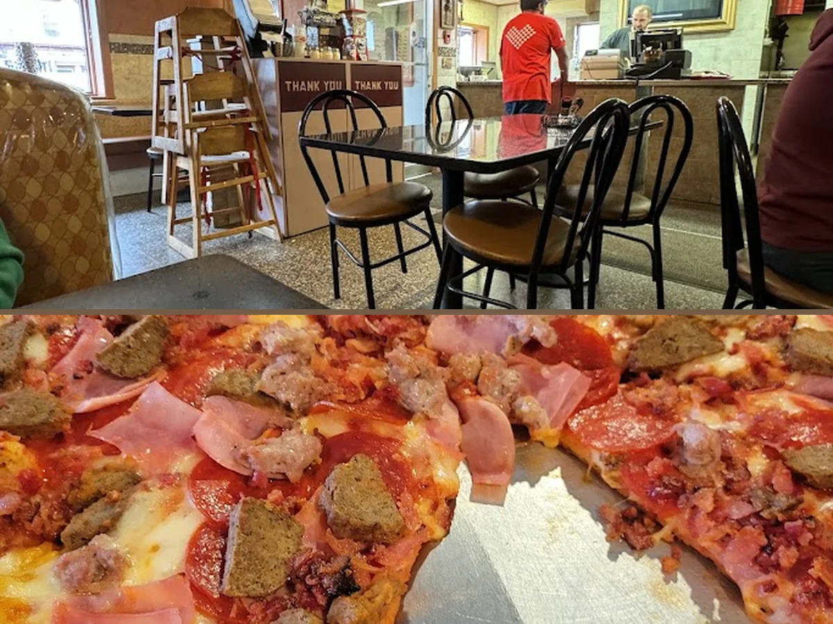 Casual pizza restaurant dining room